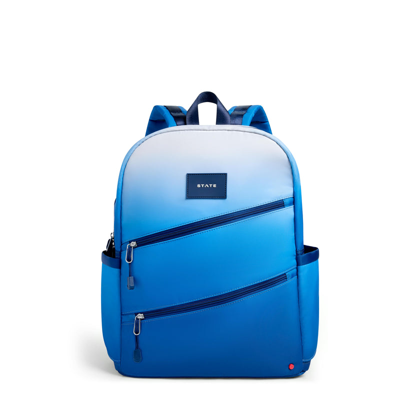 Kane Double Pocket Backpack, Blue Gradient Diagonal Zipper