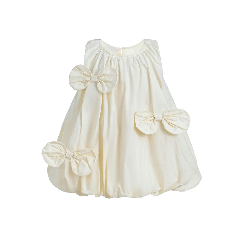 Ivory Sleeveless Bow Dress