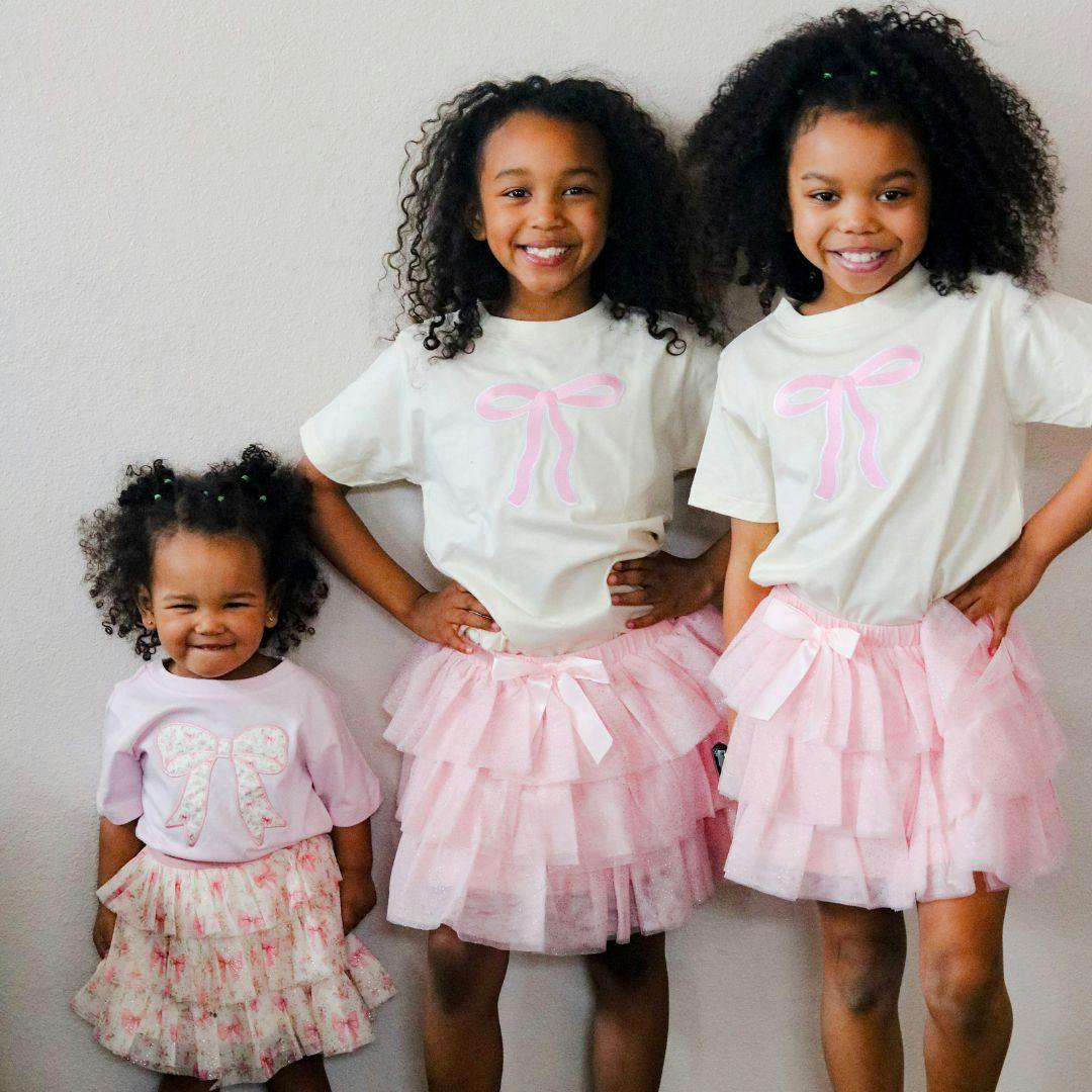 Ditsy Floral Bow Patch Short Sleeve T-Shirt