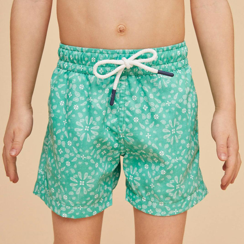Mint Green Bandana Boys' Swim Shorts