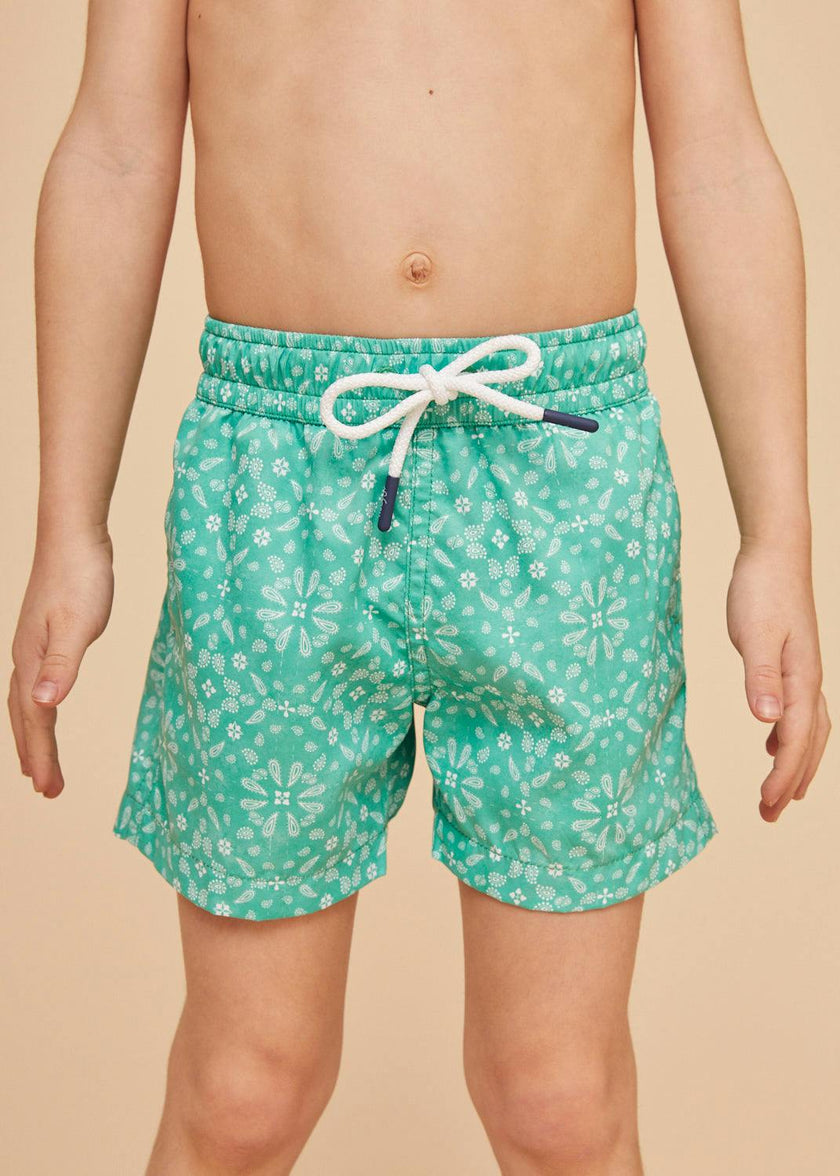 Mint Green Bandana Boys' Swim Shorts