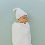 Stretch Knit Swaddle and Hat Set - White