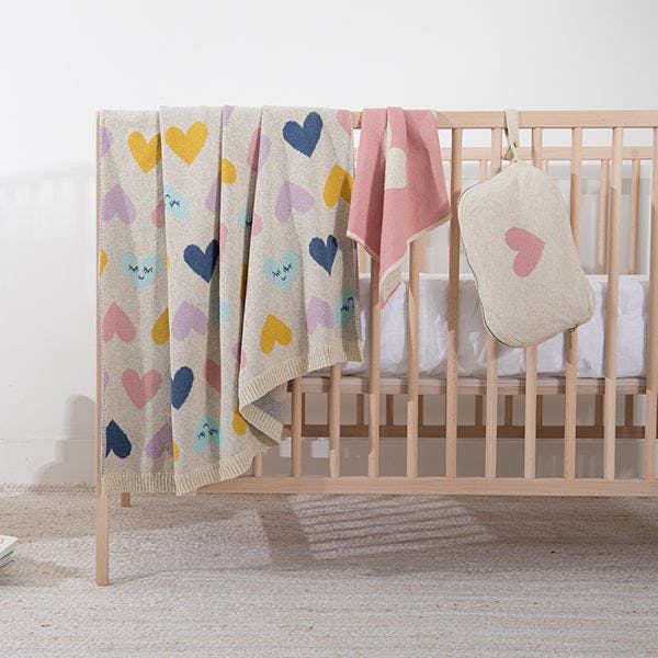 Smiley Hearts Baby Blanket Set