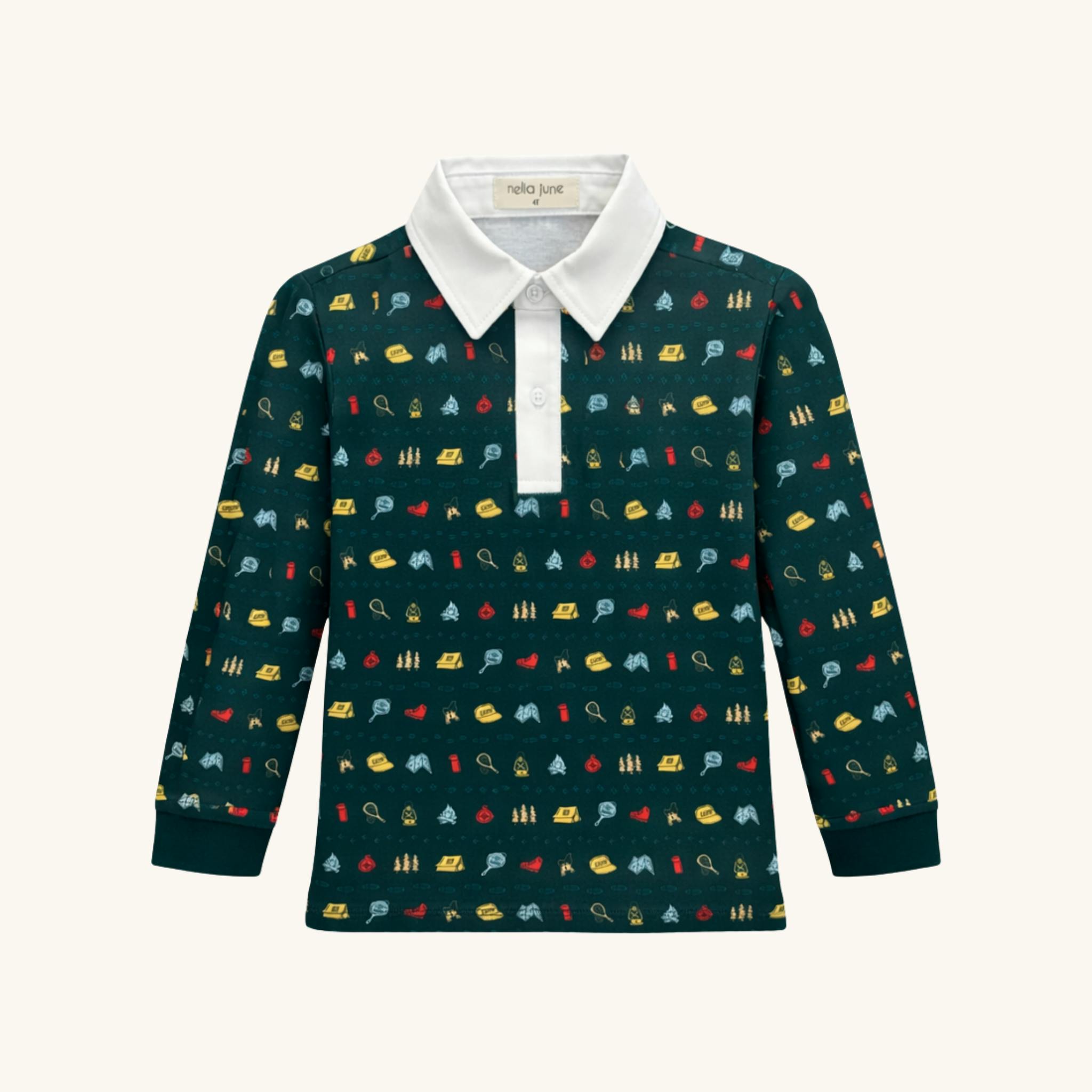 Boys' Long Sleeve Polo in Camp