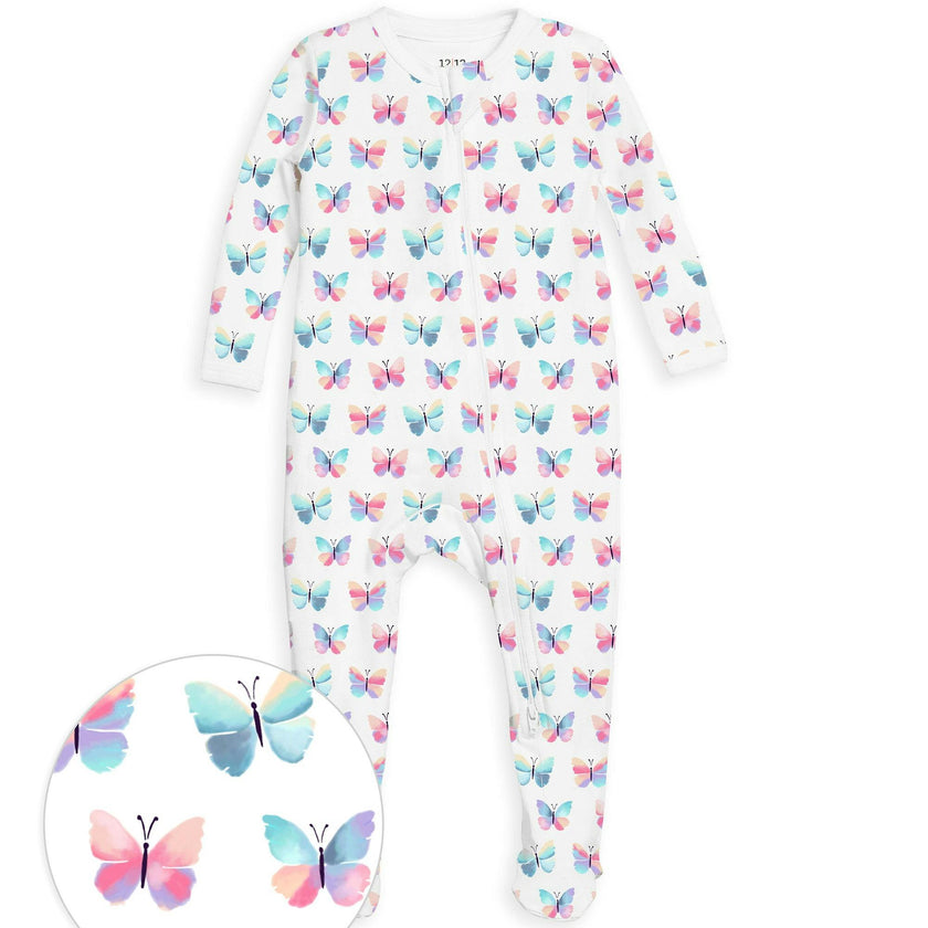 The Organic Zipper Footie [Butterflies]