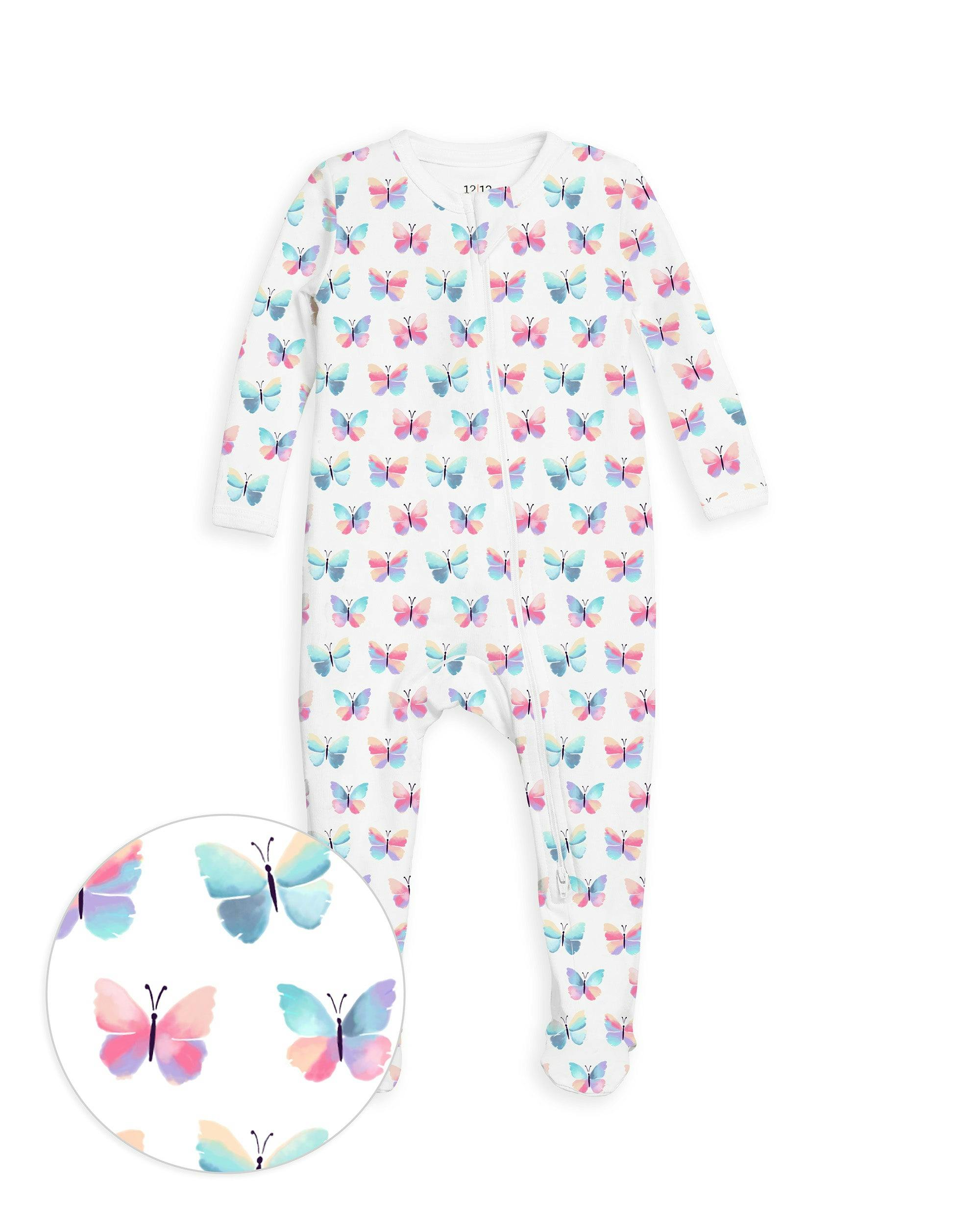 The Organic Zipper Footie [Butterflies]