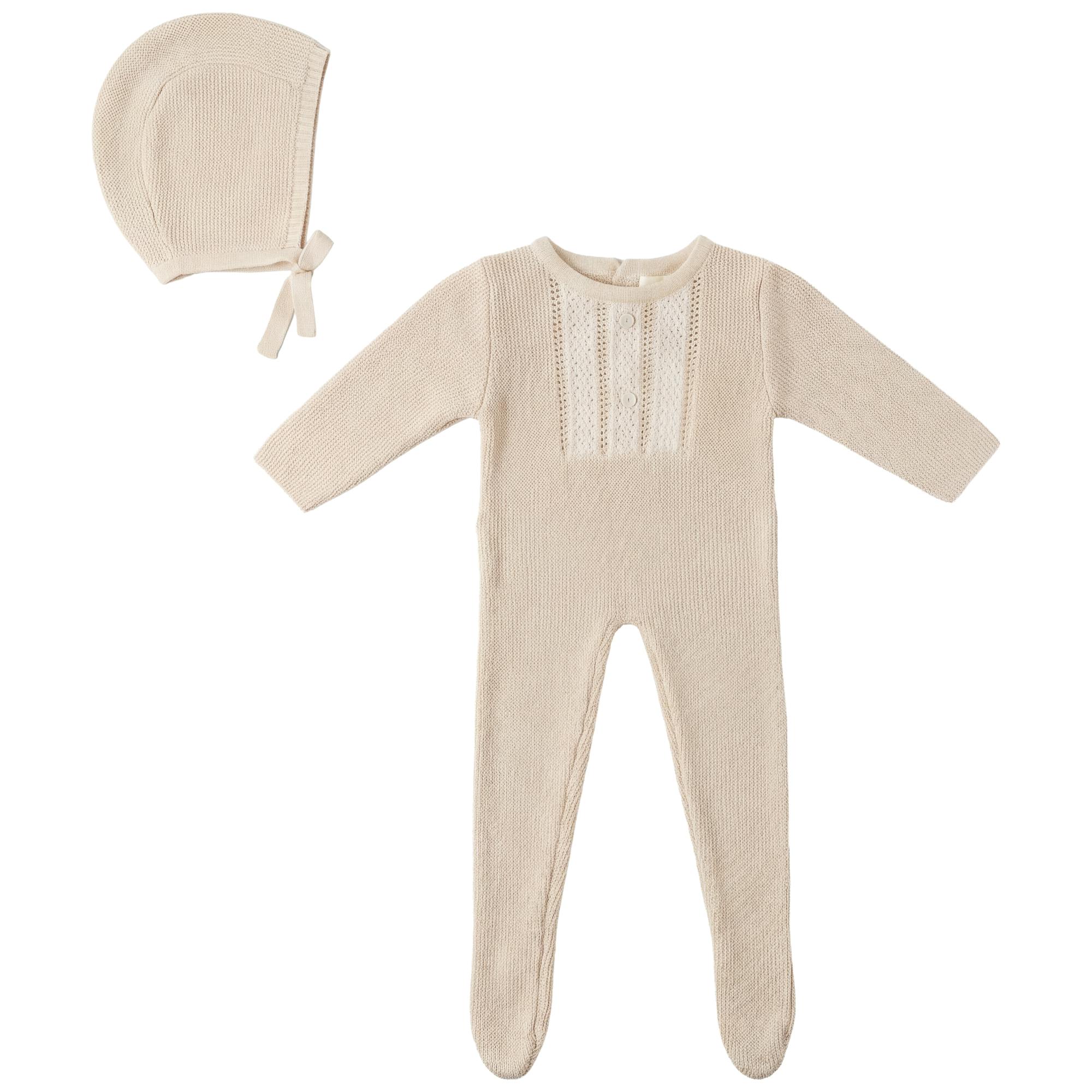 Striped Pointel knit Onesie