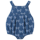 Bow Printed Denim Overall