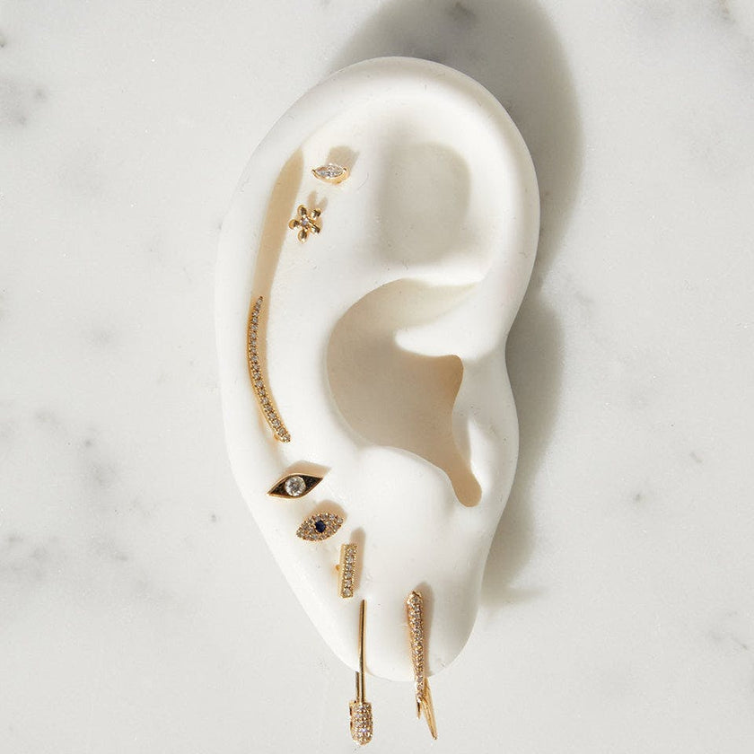 14k Gold Mini Diamond Flower Stud Earrings