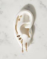 14k Gold Mini Diamond Flower Stud Earrings