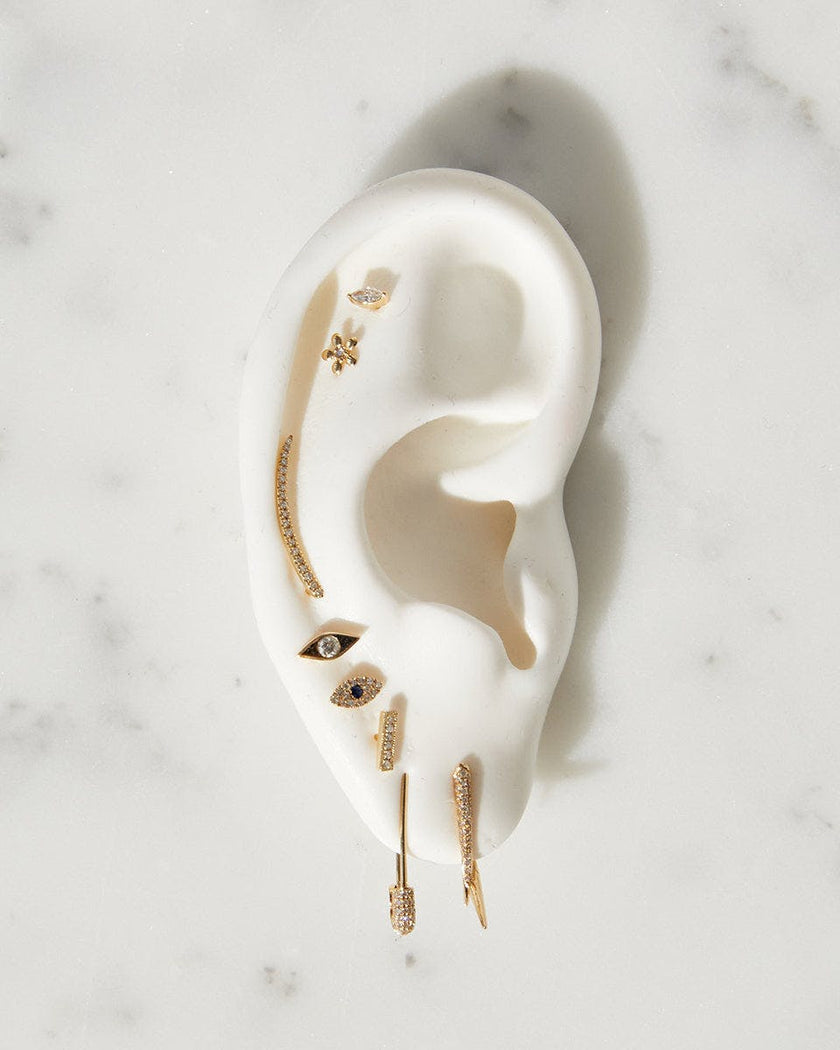 14k Gold Mini Diamond Flower Stud Earrings