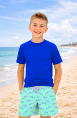 Dylan Boys Neon Sharks Print Board Shorts