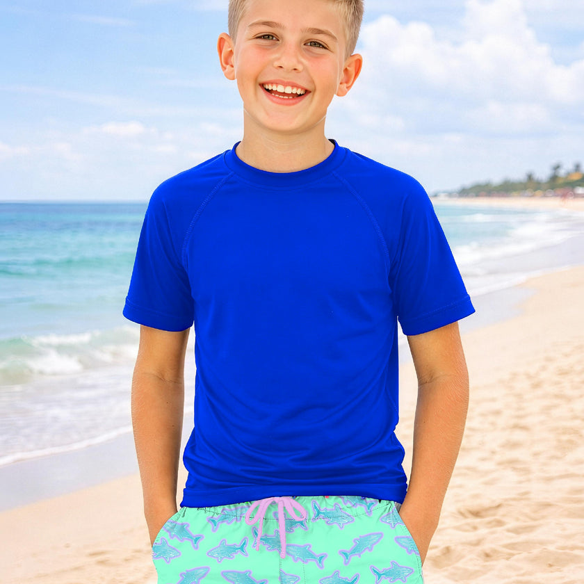 Dylan Boys Neon Sharks Print Board Shorts