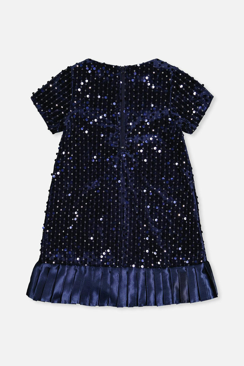 Short Sleeve A-Line Dress Dark Blue