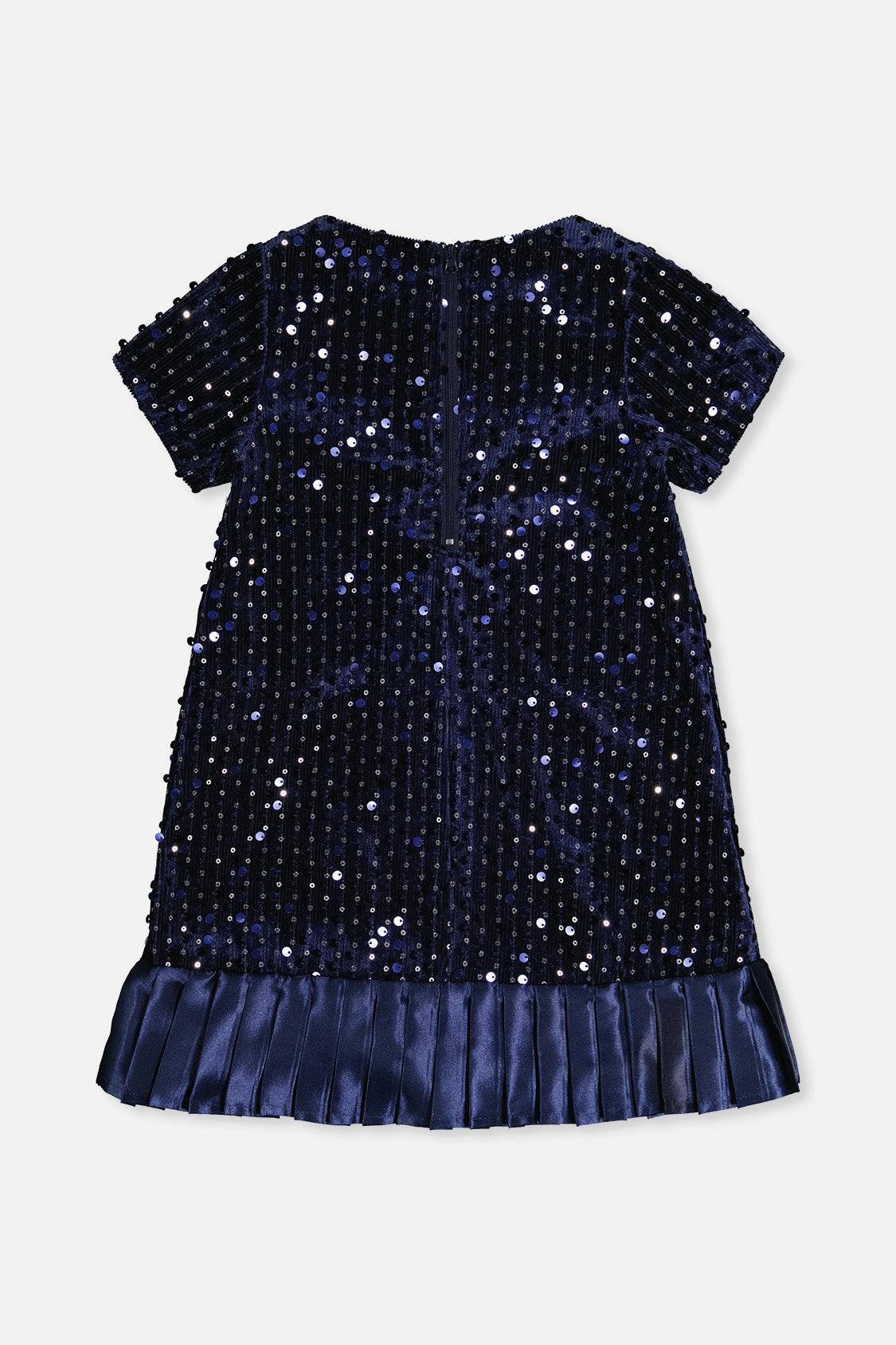 Short Sleeve A-Line Dress Dark Blue