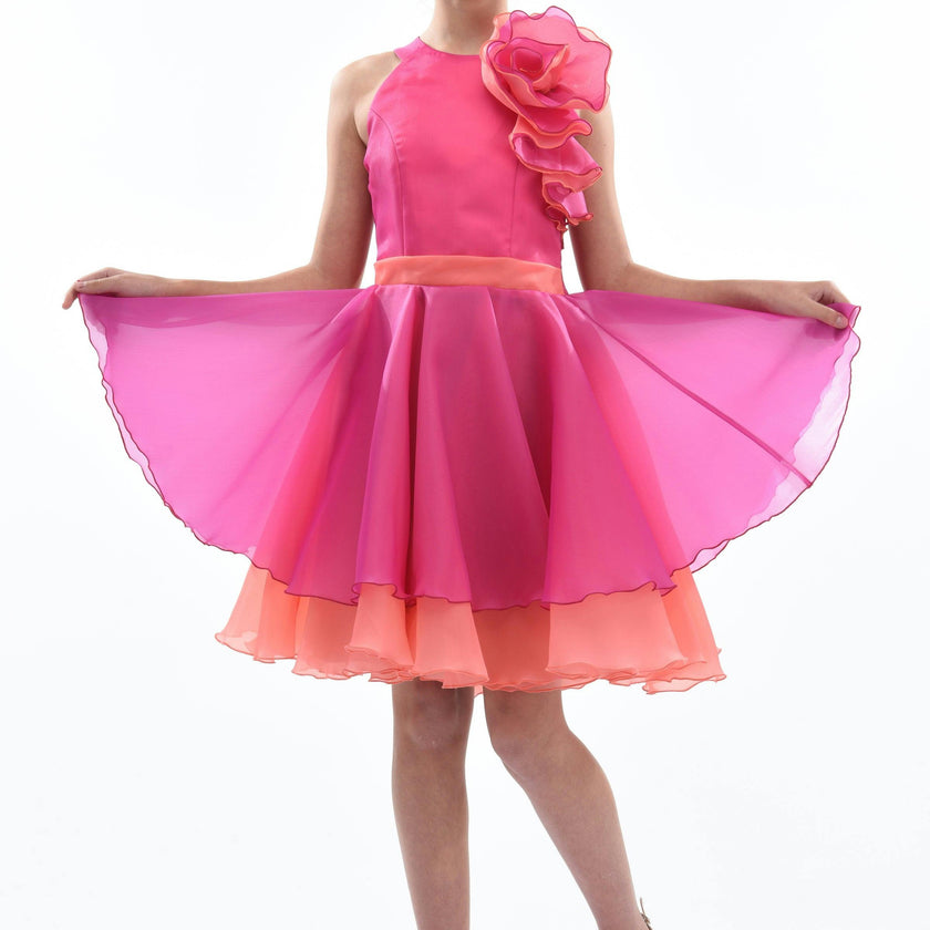 Fuchsia Estancia Halter Organza Dress
