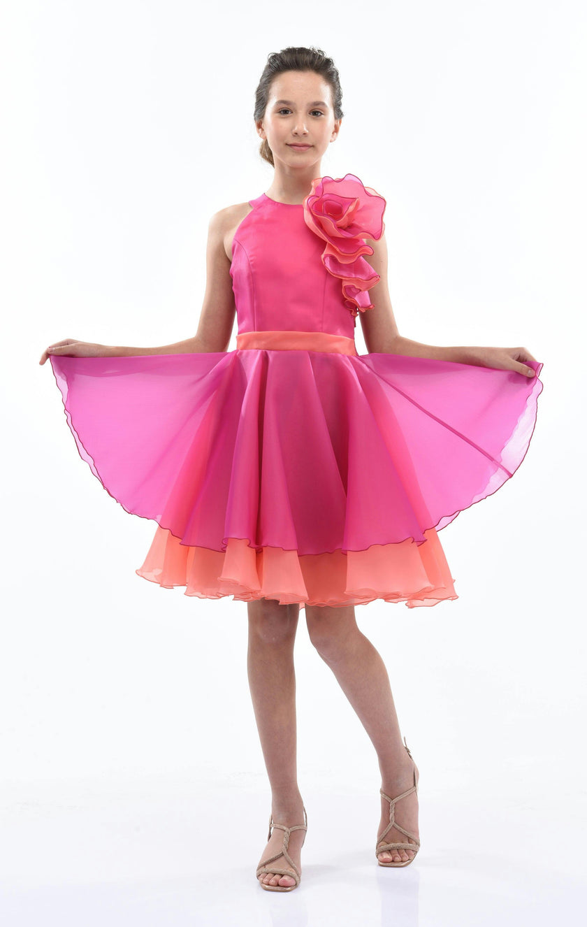 Fuchsia Estancia Halter Organza Dress