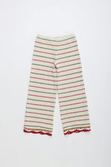 BARCOS KNIT PANTS OFF WHITE / RED