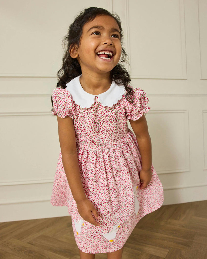 Petal Collar Duck Dress in Red Cherry