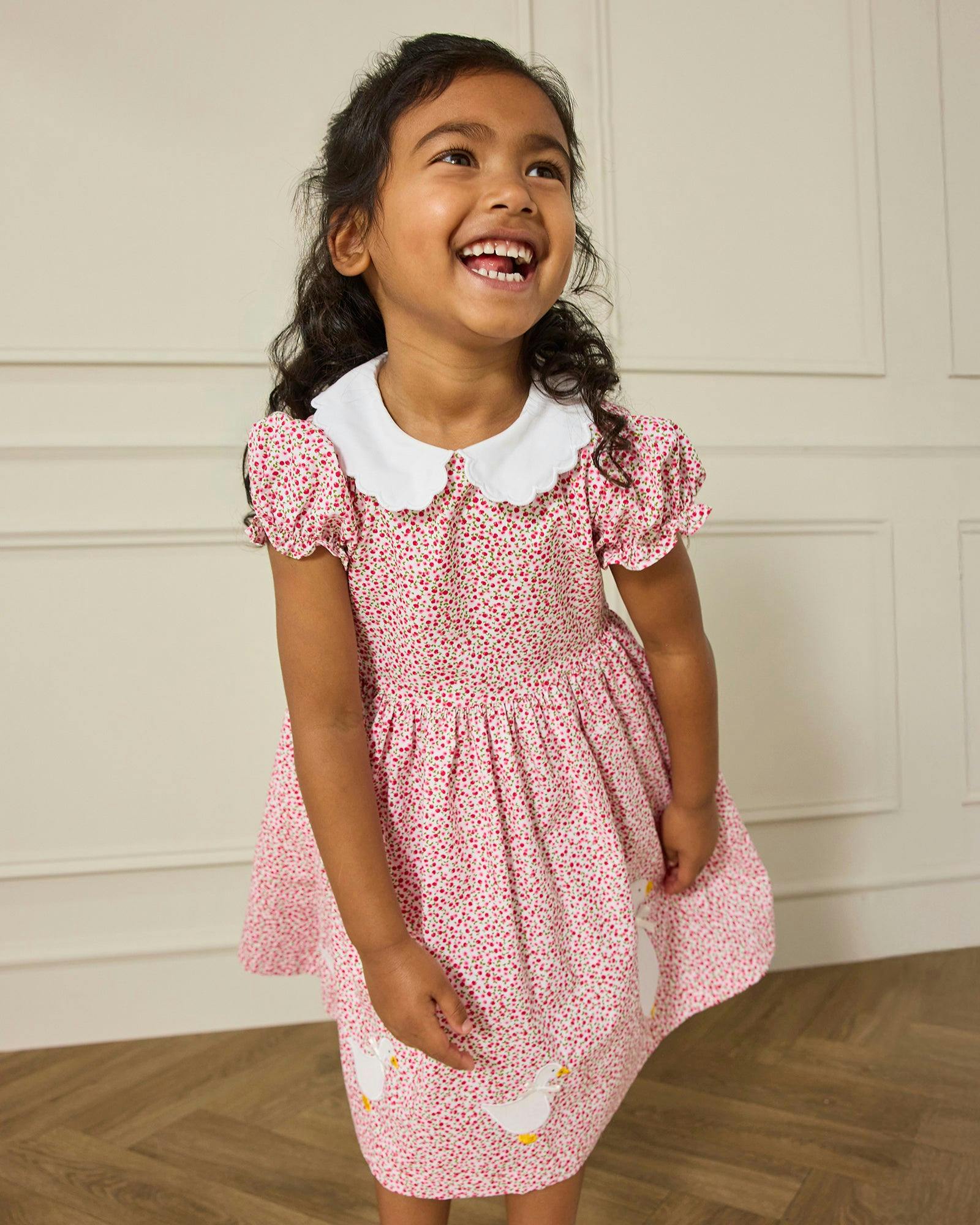 Petal Collar Duck Dress in Red Cherry