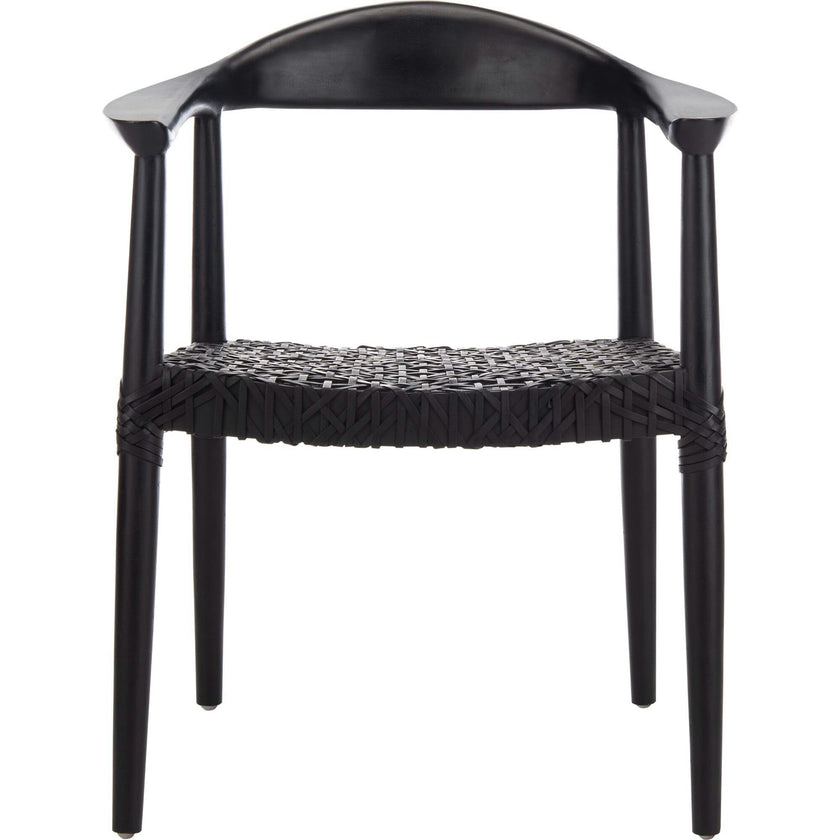 Juneau Leather Woven Accent Chair