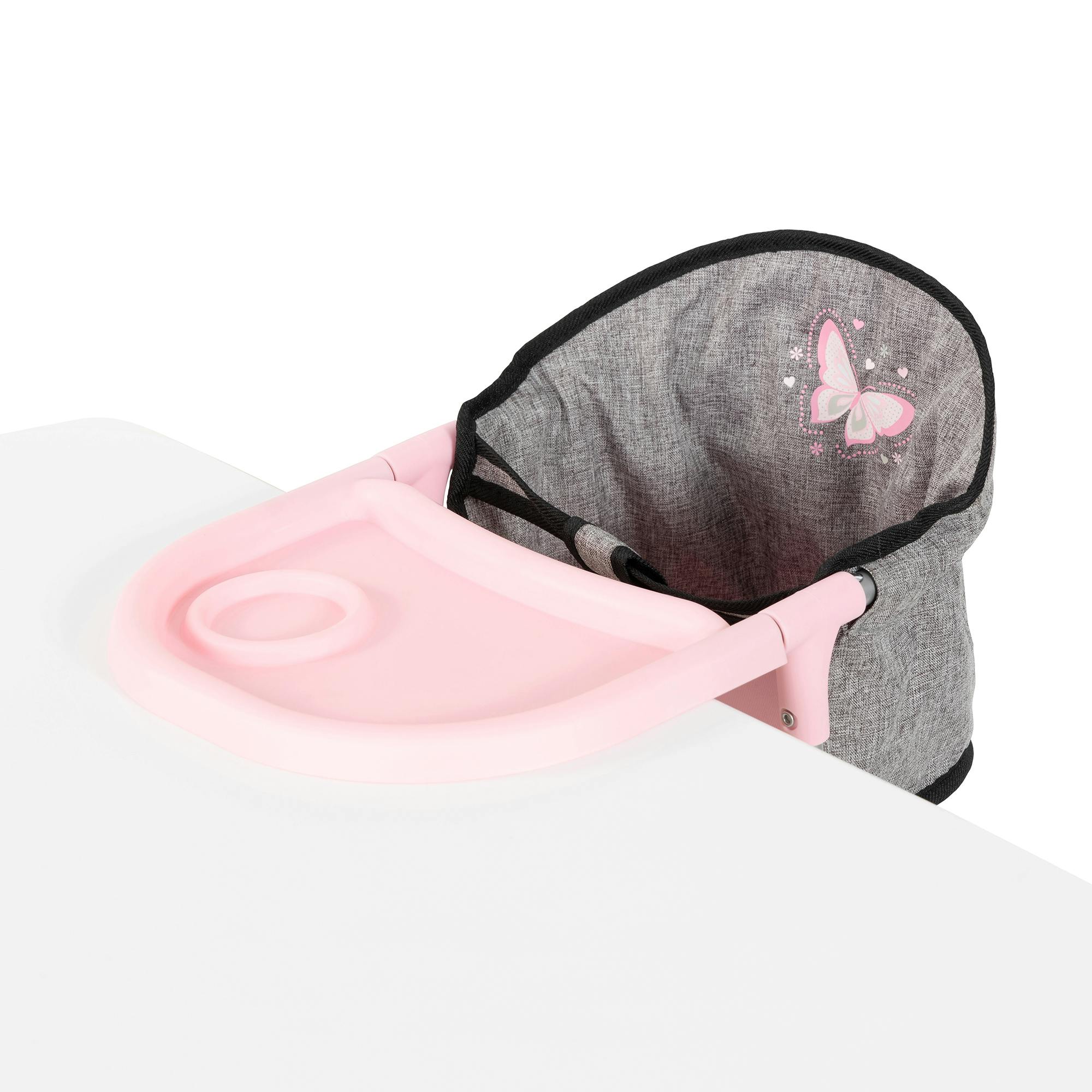 Doll Table Seat: Grey, Pink, Butterfly