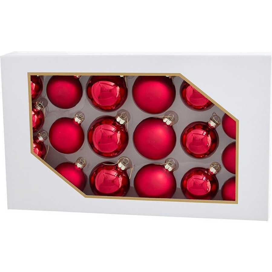 60-80MM Shiny and Matte Red Glass Ball Ornaments