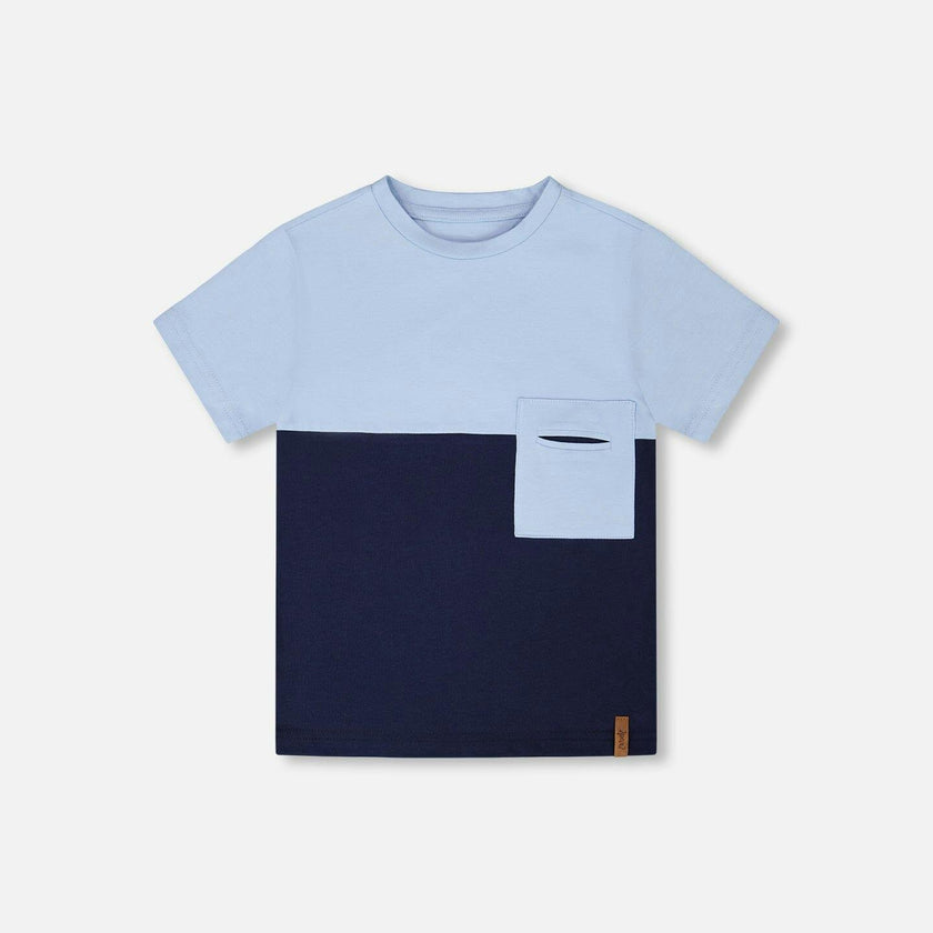 Organic Cotton Colorblock Jersey T-Shirt With Chest Pocket
