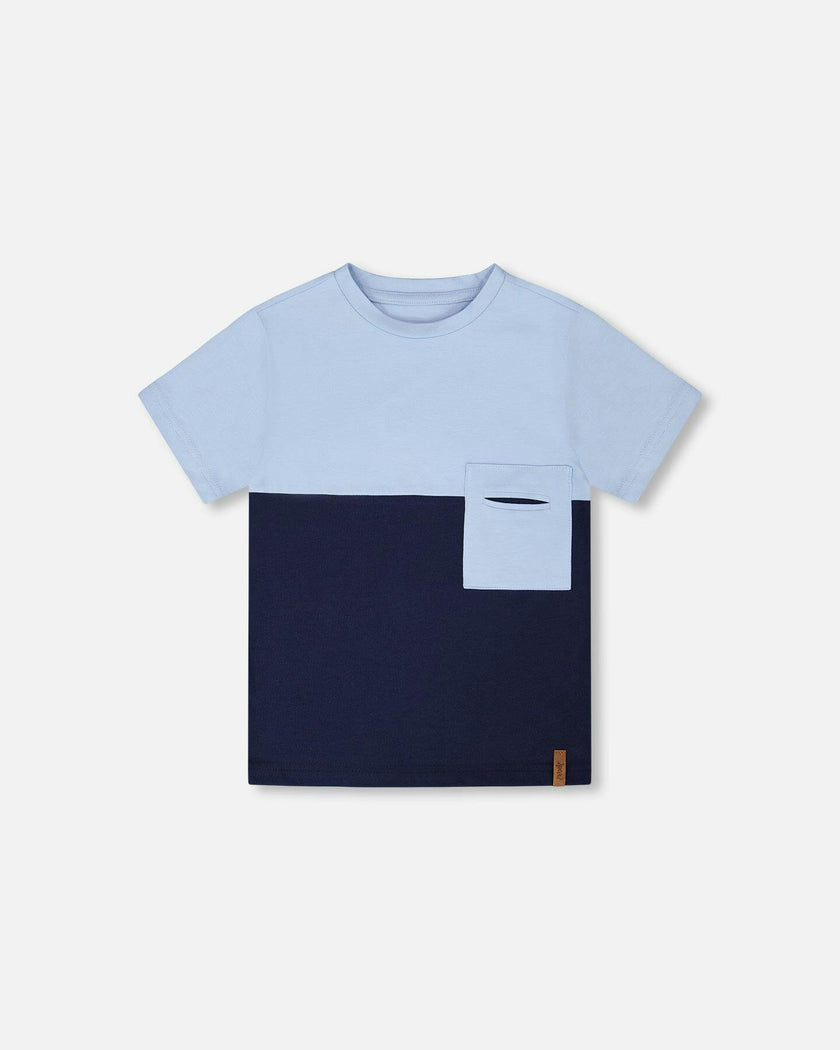Organic Cotton Colorblock Jersey T-Shirt With Chest Pocket
