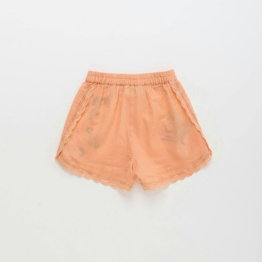 BIRDS EMBROIDERED SHORTS PEACH