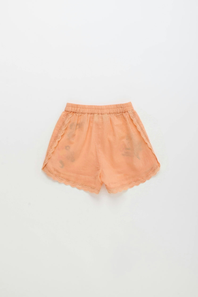 BIRDS EMBROIDERED SHORTS PEACH