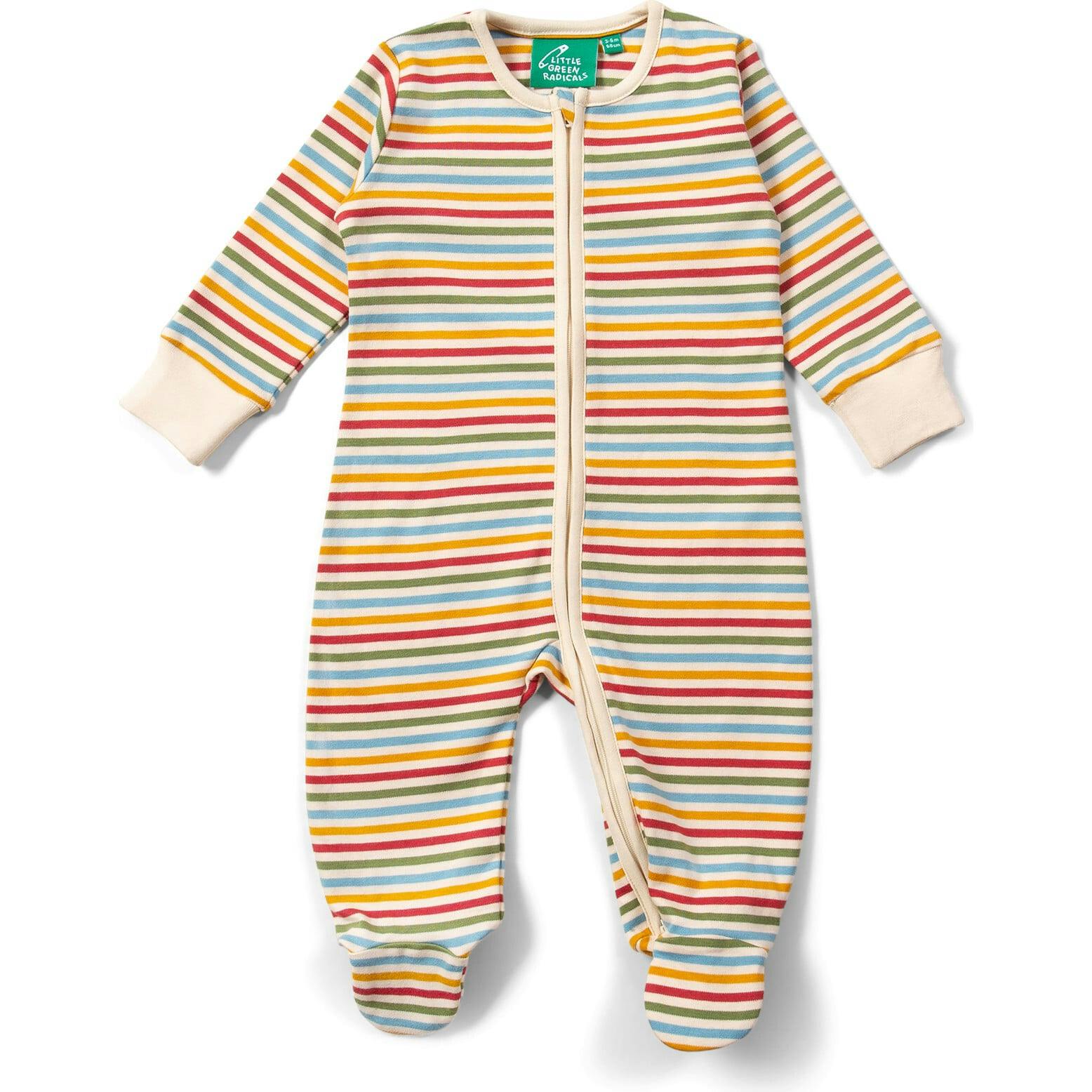 Cream Rainbow Zip Organic Babygrow, Multi