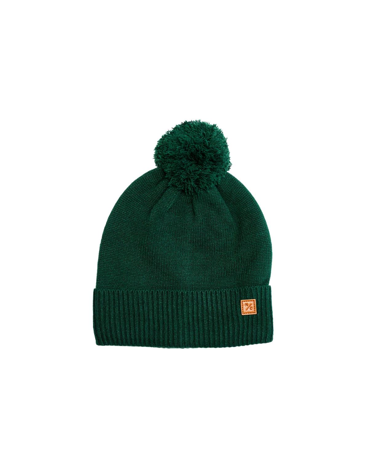 Knit Pom Hat in Ivy Green