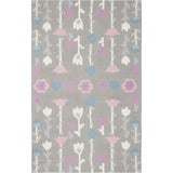 Kids Flora Rug, Grey