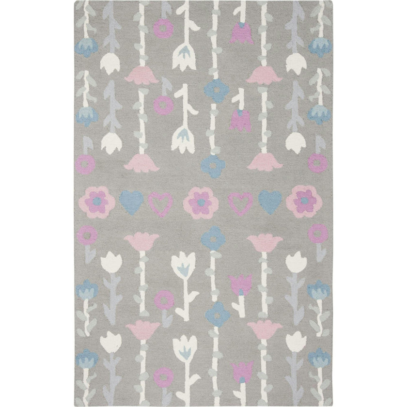 Kids Flora Rug, Grey