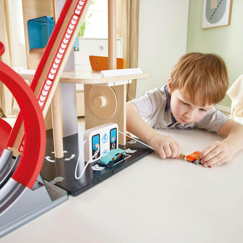 Stunt Garage Wooden High-Rise Car Parking Lot Playset