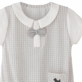 Gray Check Bow Romper