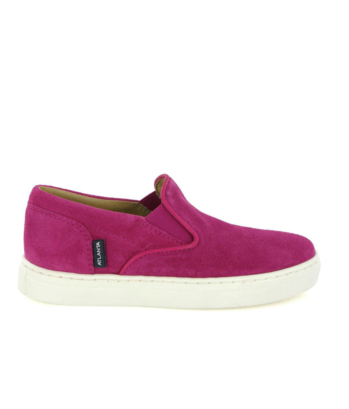 Suede Leather Slip On Sneakers, Fuchsia