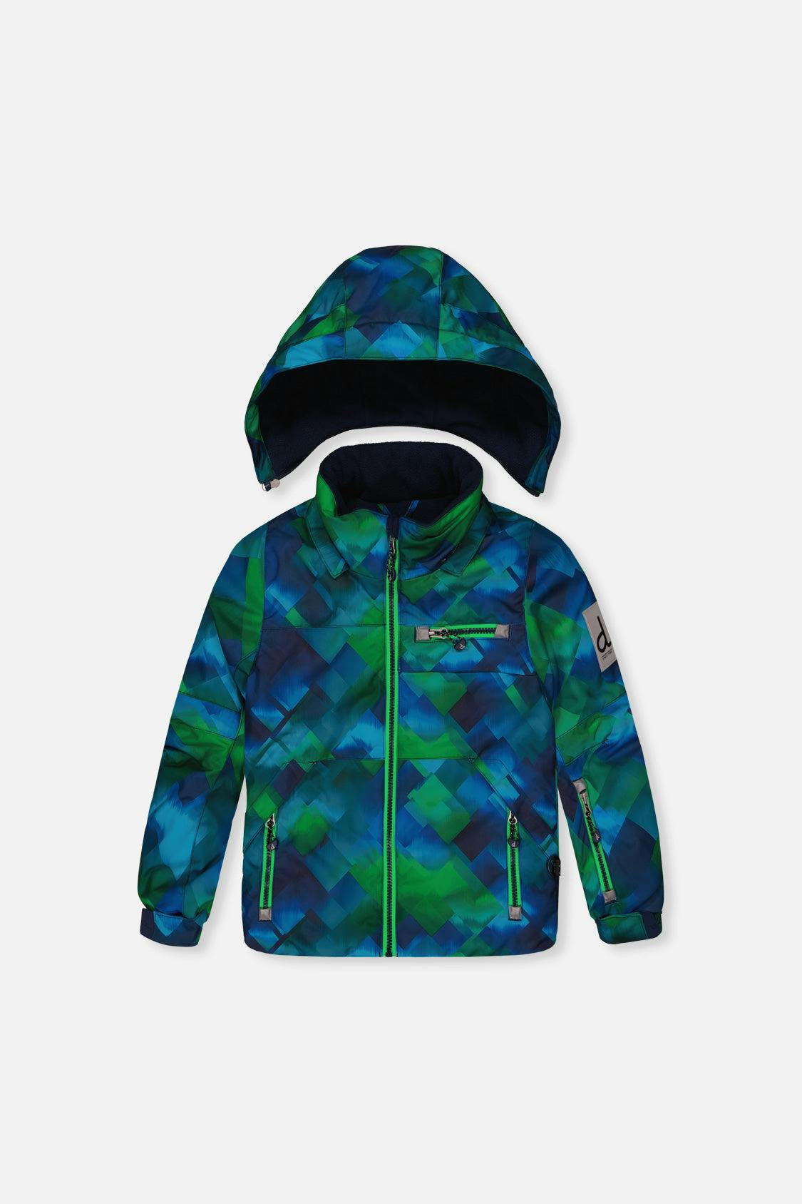 Two Piece Play Snowsuit Blue and Green Checkered Print with Navy Pants