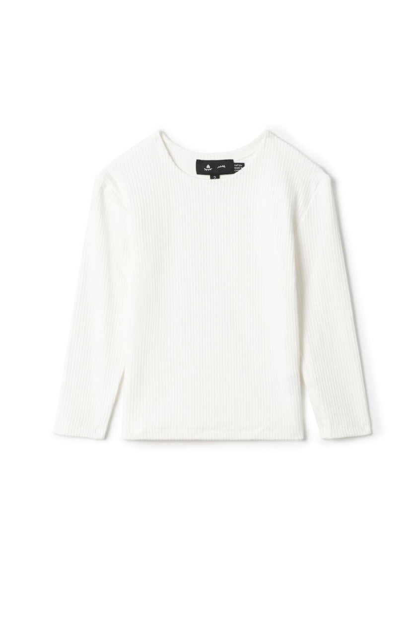 Pointelle Long Sleeve Rib Top