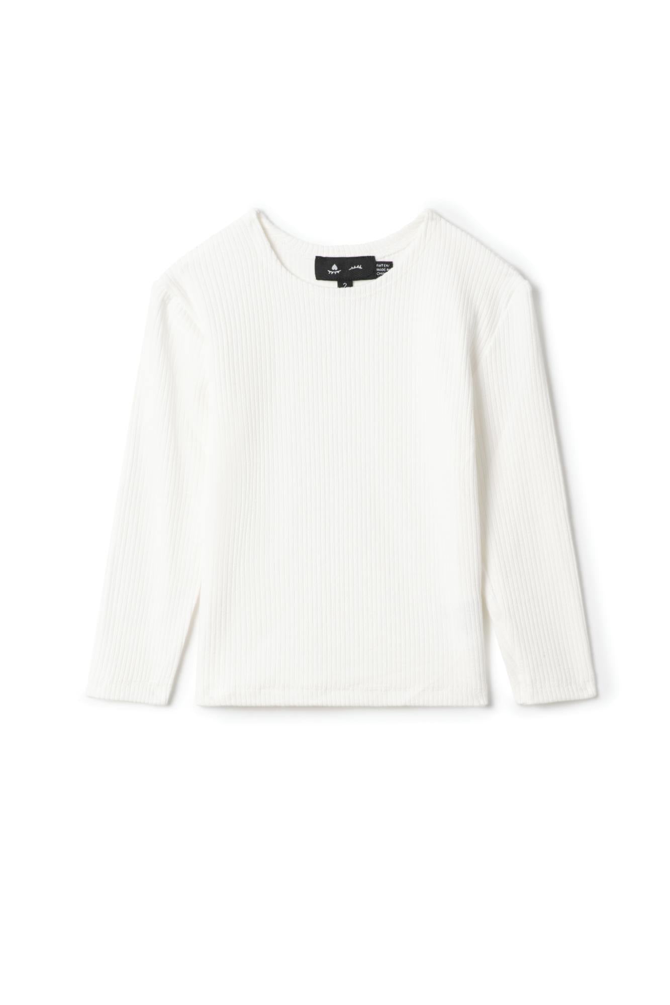 Pointelle Long Sleeve Rib Top