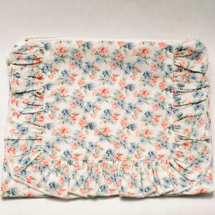 April Posies Timeless Floral Ruffle Zipper Pouch