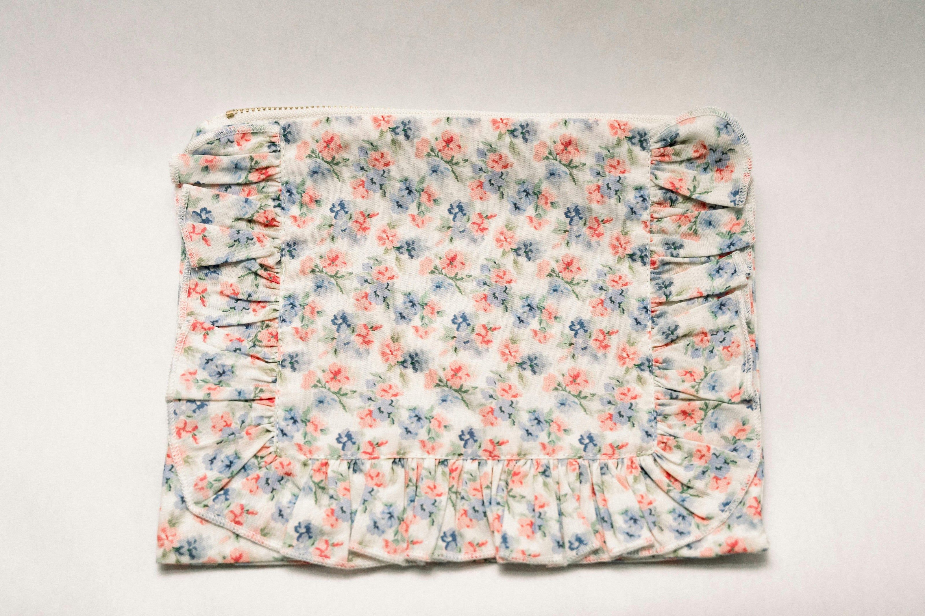 April Posies Timeless Floral Ruffle Zipper Pouch