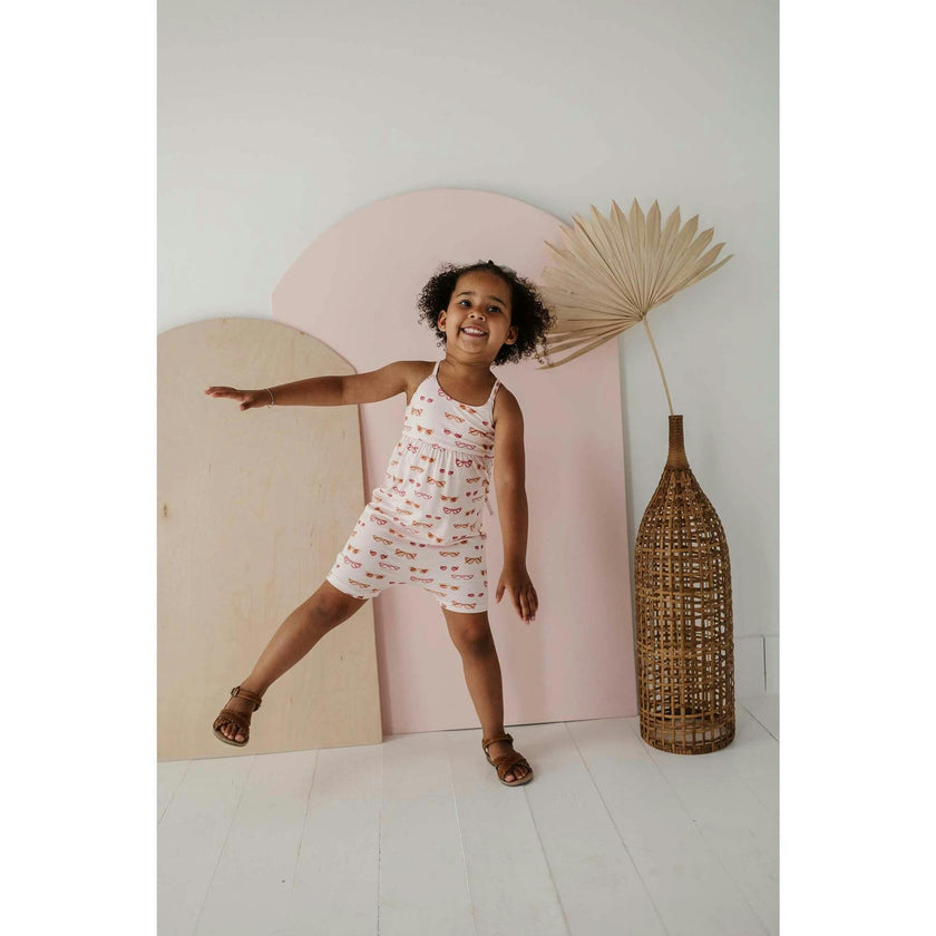Girl's Tie-Back Romper Retro Shades