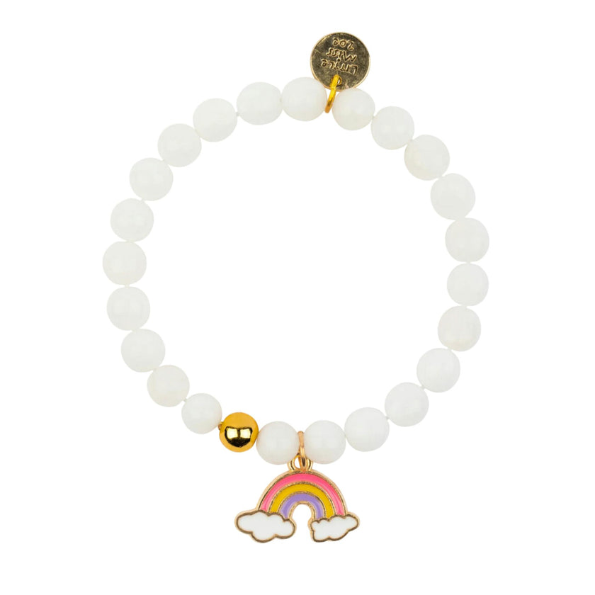 Gemstone Bracelet With Rainbow Enamel Charm