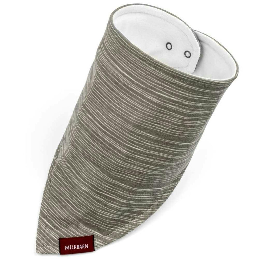 Grey Stripe Organic Cotton Three-Layer Kerchief Bib