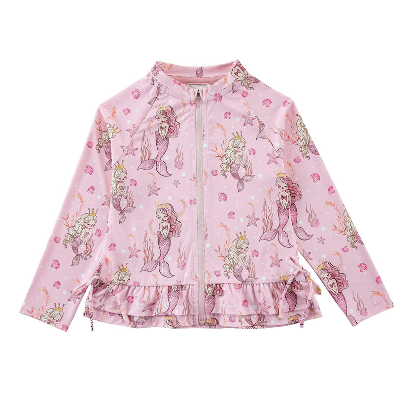 Raya UPF 50+ Ruffled Zip Up Sun Protection Jacket, Mermaid