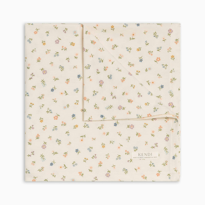 Swaddle Blanket - Petaline Floral / Fog + Fern
