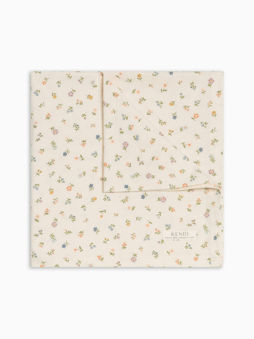 Swaddle Blanket - Petaline Floral / Fog + Fern