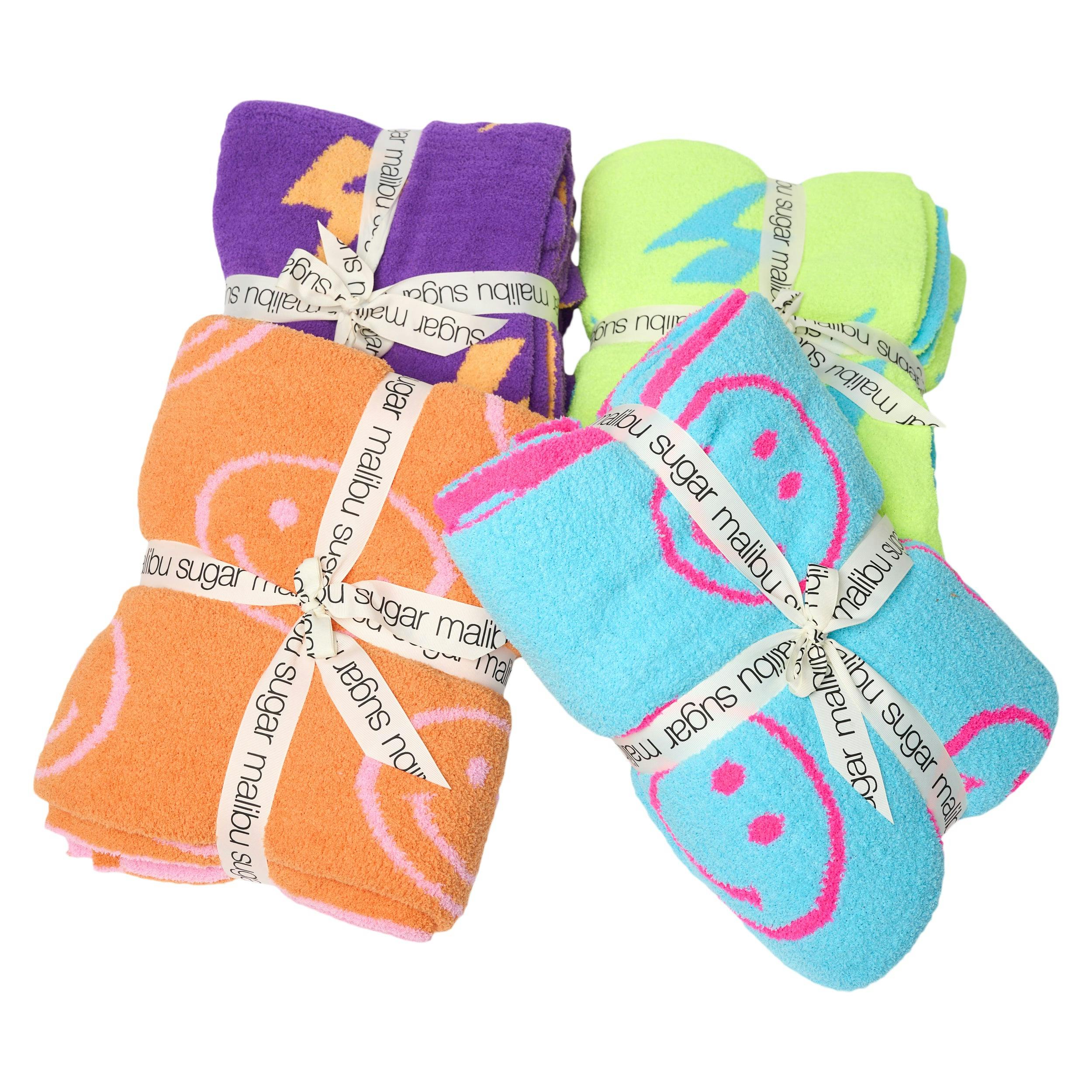Malibu Sugars' Two Tone Happy Face Reversible Blanket